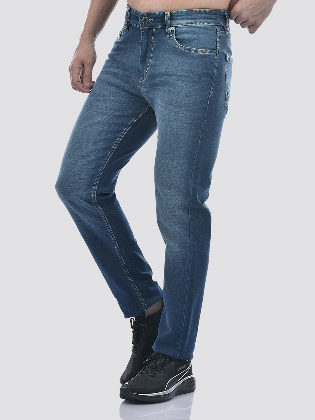Numero Uno Men Mid Blue Mid Blue Slim Fit Mid Rise Sustainable Jeans